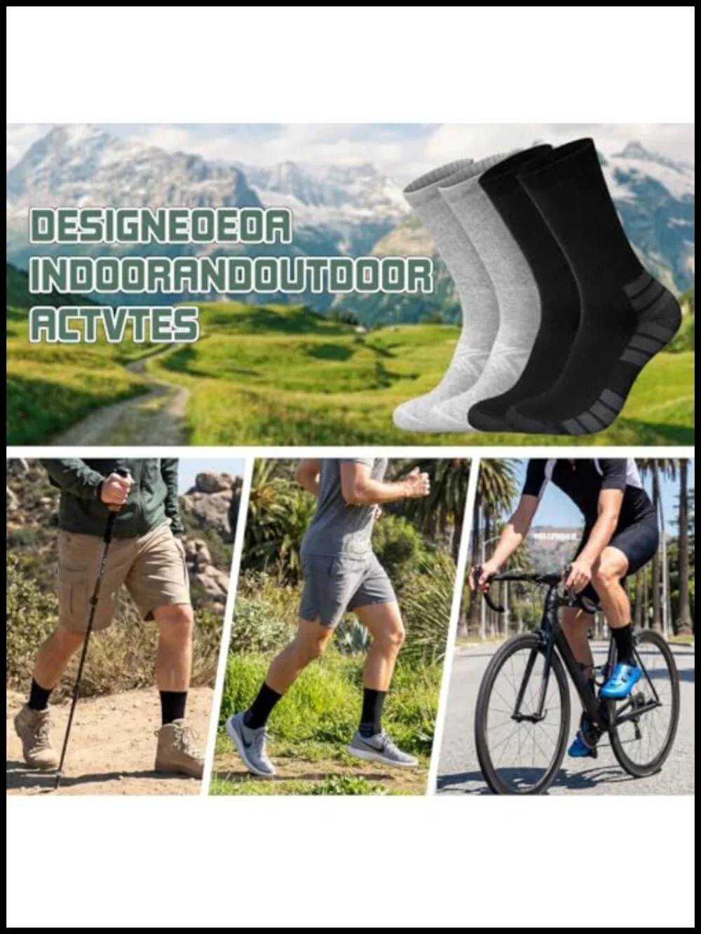 Merino Wool Hiking Socks 3 Pair Thermal Winter Cushioned Crew